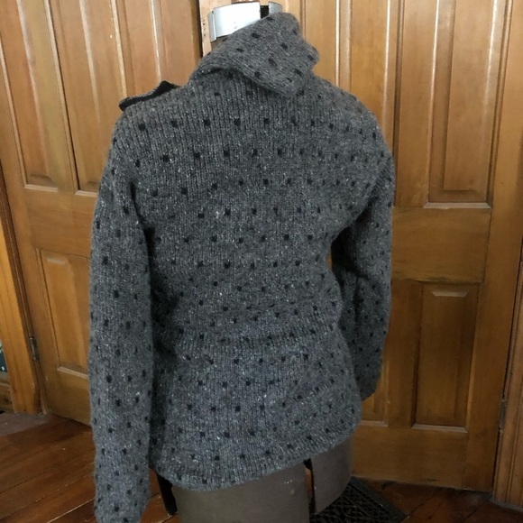 Vtg Wrap Style Fleece Lined Wool Sweater - Picture 2 of 11